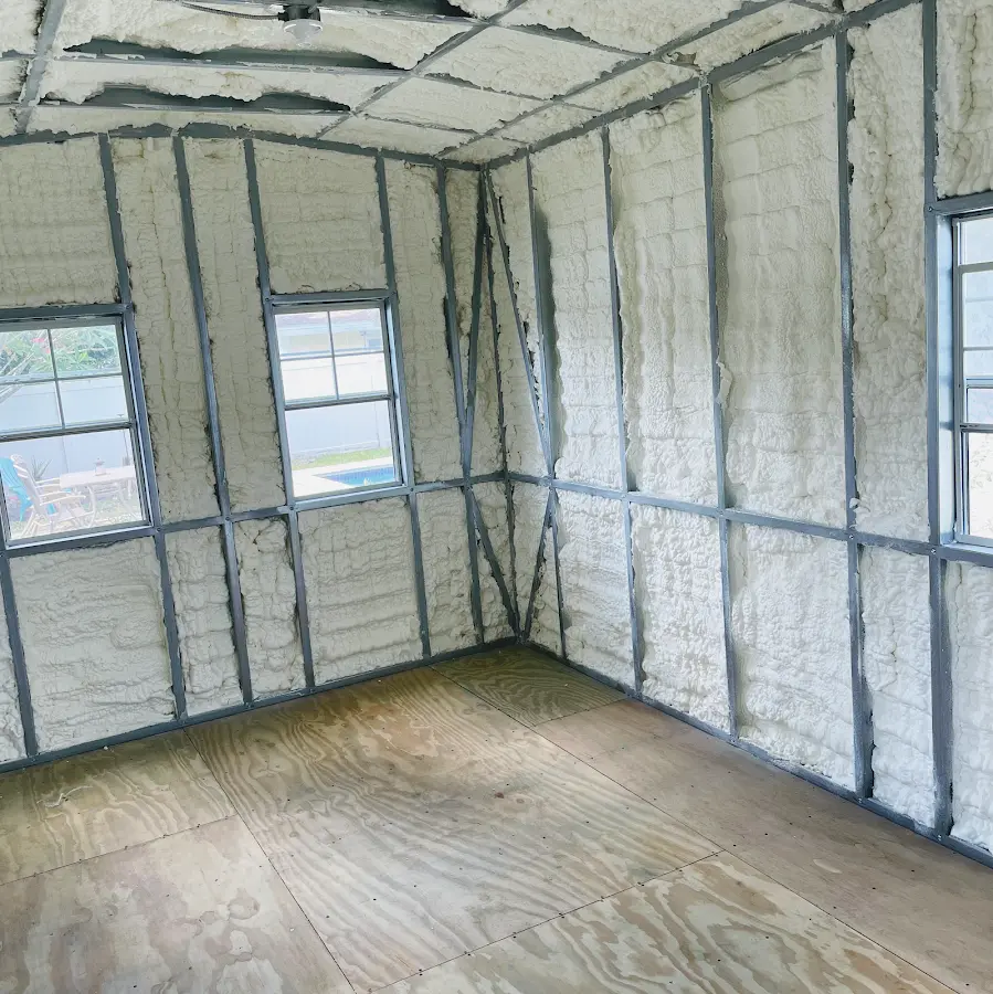Closed-cell spray foam insulation applied to wall cavities in a residential project in San Pablo